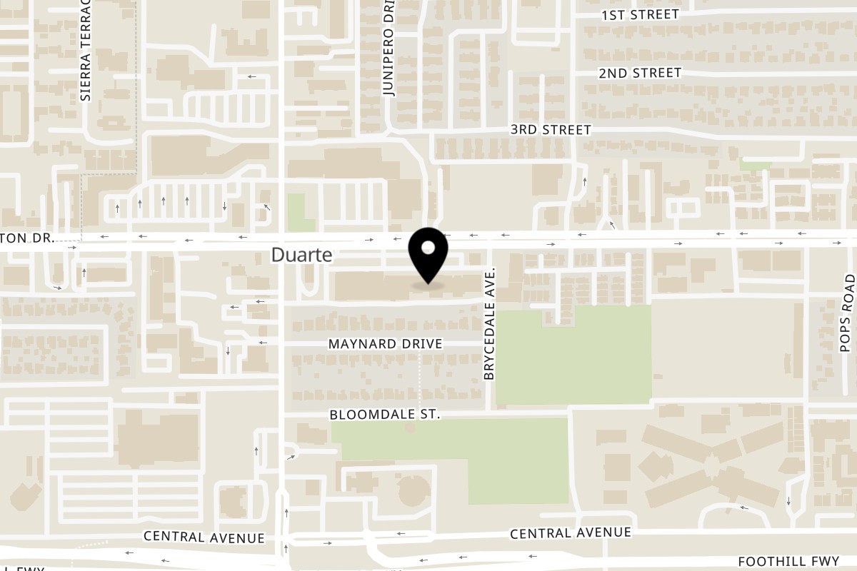 Map showing the location of Janet's Mediterranean Cuisine on 1402 Huntington Dr in Duarte